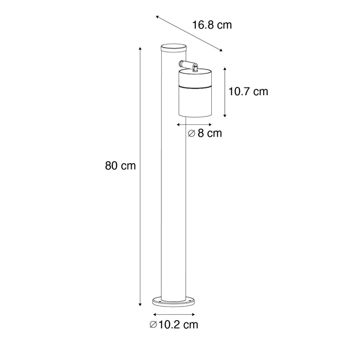 QAZQA Staande buitenlamp zwart 80 cm AR70 verstelbaar IP44 - Solo
