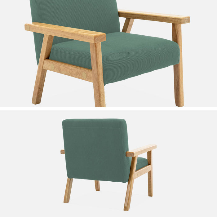 sweeek - Scandinavische kinderfauteuil in corduroy en rubberhout