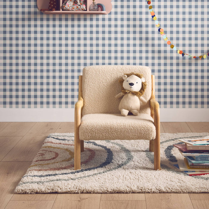 sweeek - Scandinavische kinderfauteuil in hout en boucléstof