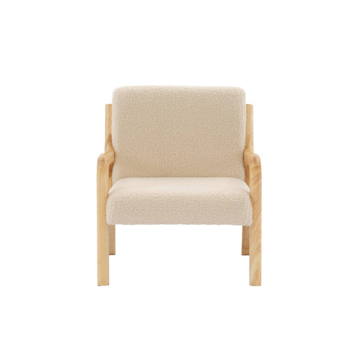 sweeek - Scandinavische kinderfauteuil in hout en boucléstof