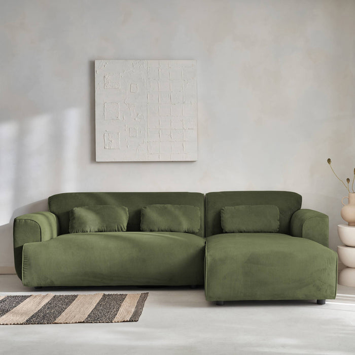 sweeek - 2 tot 3 zits hoekbank in corduroy, rechterhoek