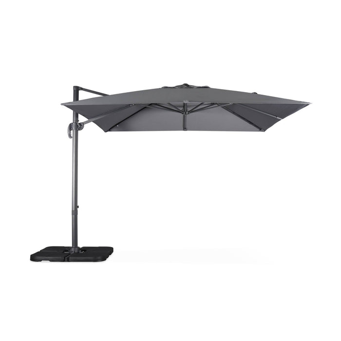 sweeek - Vierkante offset parasol 3x3m + set van 4 verzwaarde tegels