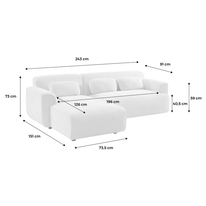 sweeek - Hoekbank, 3 zits boucléstof