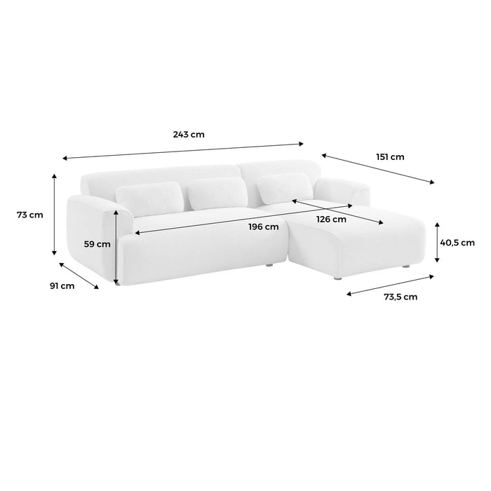 sweeek - Hoekbank, 3 zits boucléstof