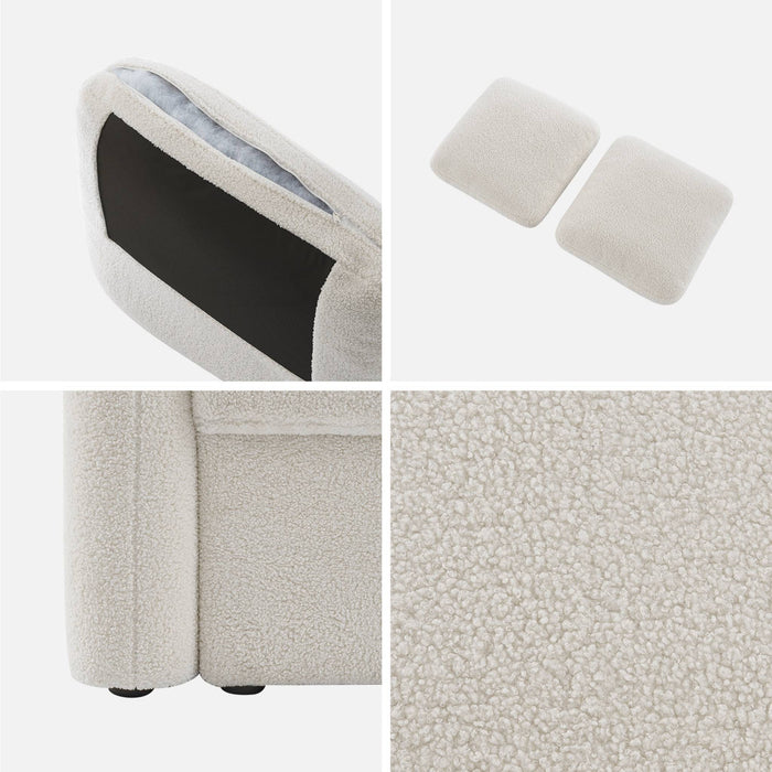 sweeek - 2-zitsbank met witte bouclé, afgeronde lijnen