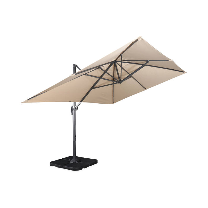sweeek - Rechthoekige parasol 3x4m + verzwaarde tegels 50x50cm