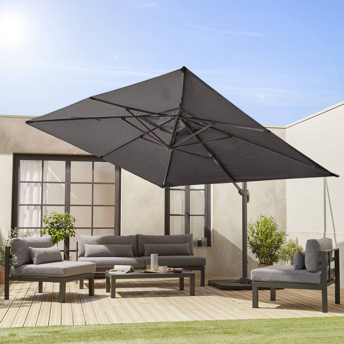 sweeek - Rechthoekige parasol 3x4m + verzwaarde tegels 50x50cm
