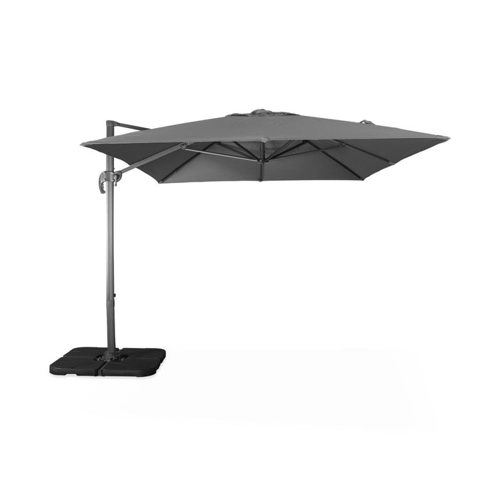 sweeek - Rechthoekige parasol 3x4m + verzwaarde tegels 50x50cm