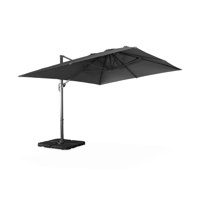 sweeek - Rechthoekige parasol 3x4m + verzwaarde tegels 50x50cm