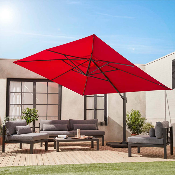 sweeek - Rechthoekige parasol 3x4m + verzwaarde tegels 50x50cm