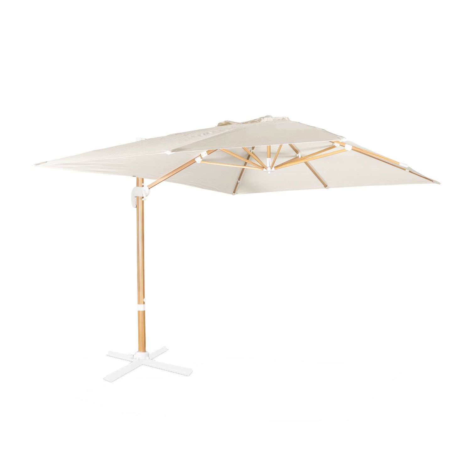 sweeek - Rechthoekige parasol 3x4m, paal met houteffect