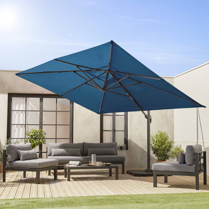 sweeek - Rechthoekige parasol 3x4m + verzwaarde tegels 50x50cm