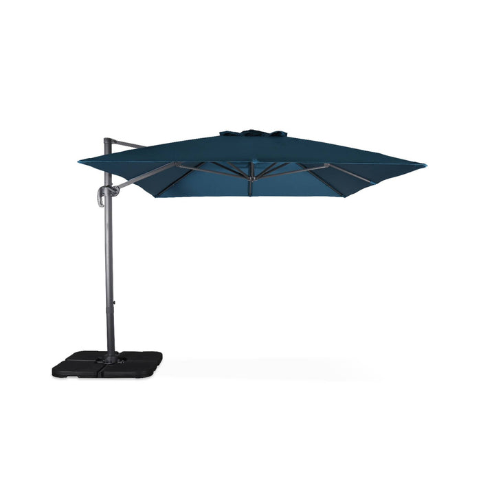 sweeek - Rechthoekige parasol 3x4m + verzwaarde tegels 50x50cm
