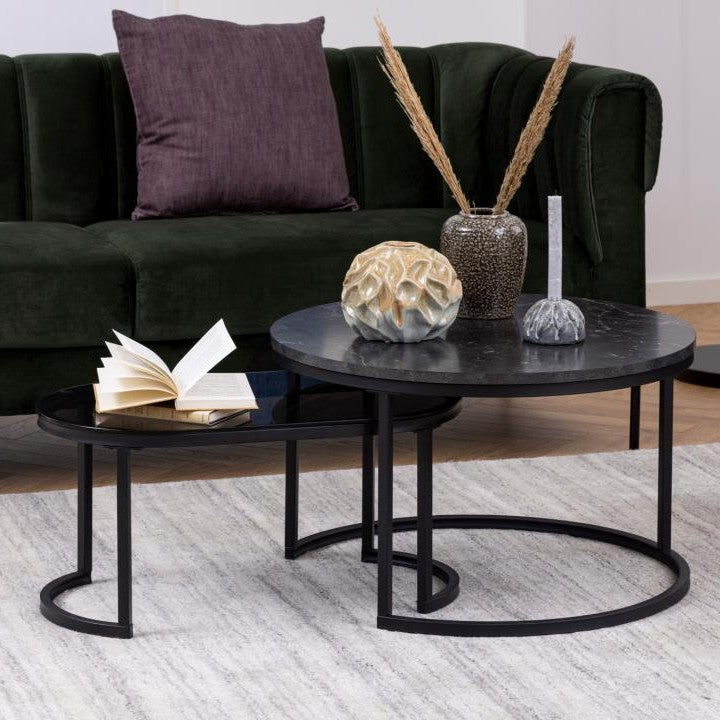 Emob - Set van 2 salontafels Spiro - zwart|grijs