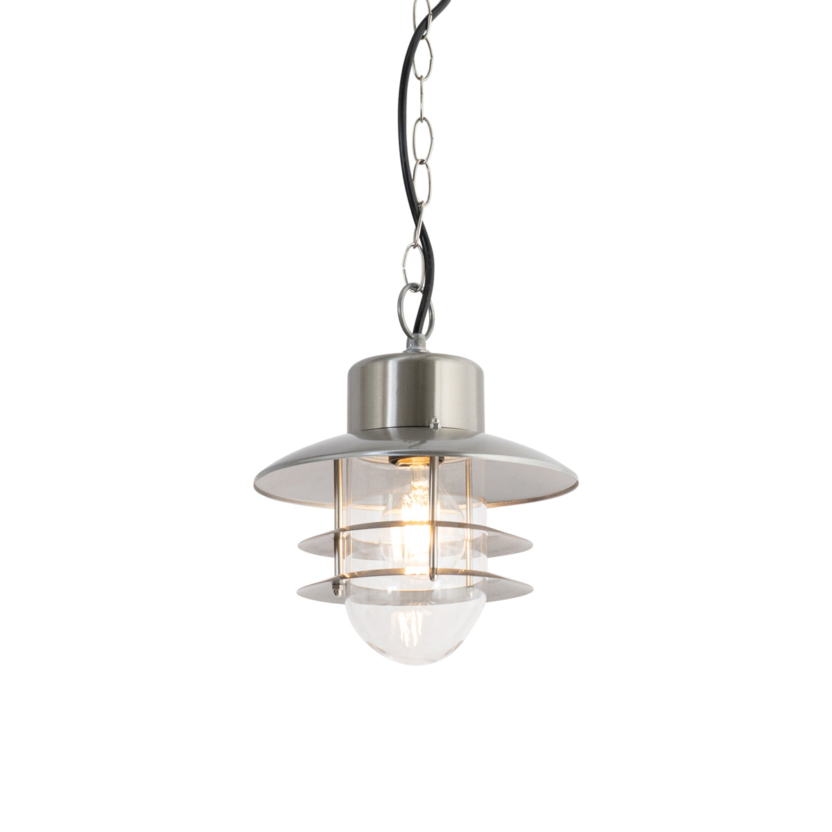 QAZQA Industriële hanglamp staal IP44 - Shell