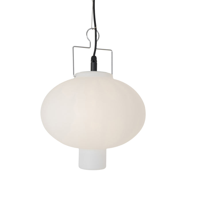 QAZQA Buiten hanglamp wit 35 cm met stekker IP44 - Pion