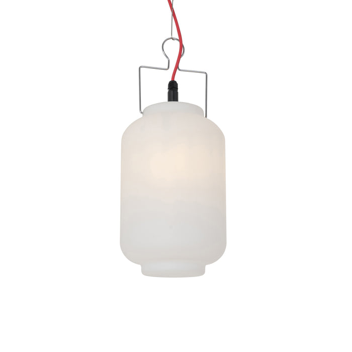 QAZQA Buiten hanglamp wit 20 cm met rode stekker IP44 - Pion