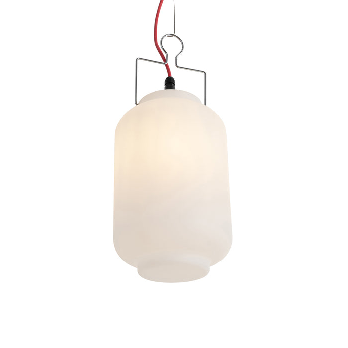 QAZQA Buiten hanglamp wit 20 cm met rode stekker IP44 - Pion