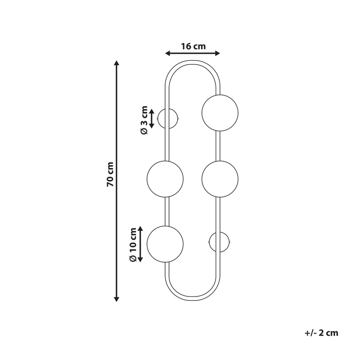 Beliani - YANGO - Wandamp - Goud - Metaal