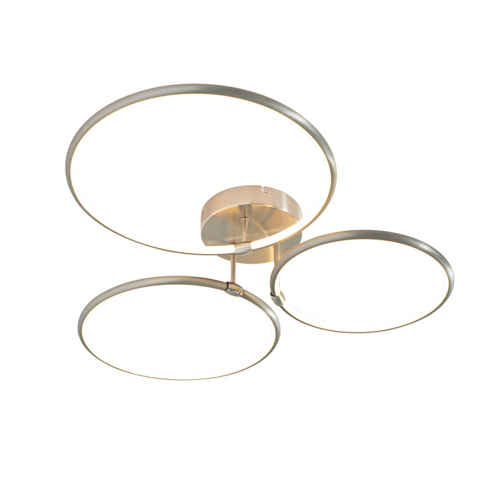 QAZQA Design plafondlamp staal incl. LED 3-staps dimbaar 3-lichts -
