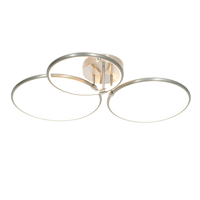 QAZQA Design plafondlamp staal incl. LED 3-staps dimbaar 3-lichts -