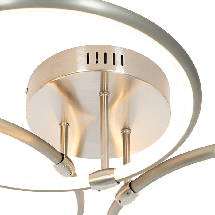 QAZQA Design plafondlamp staal incl. LED 3-staps dimbaar 3-lichts -