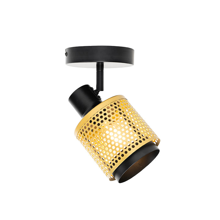 QAZQA Industriële spot zwart met goud - Kayden