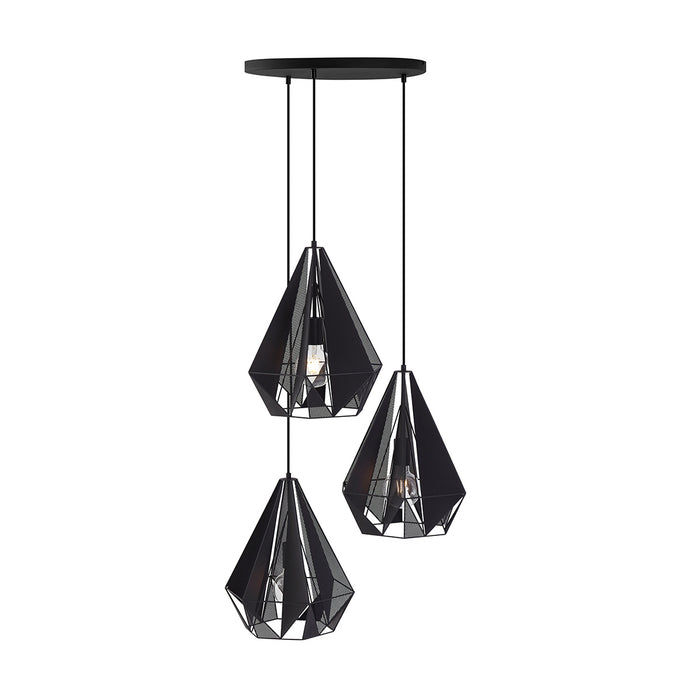 QAZQA Industriële hanglamp zwart met mesh 3-lichts - Carcass