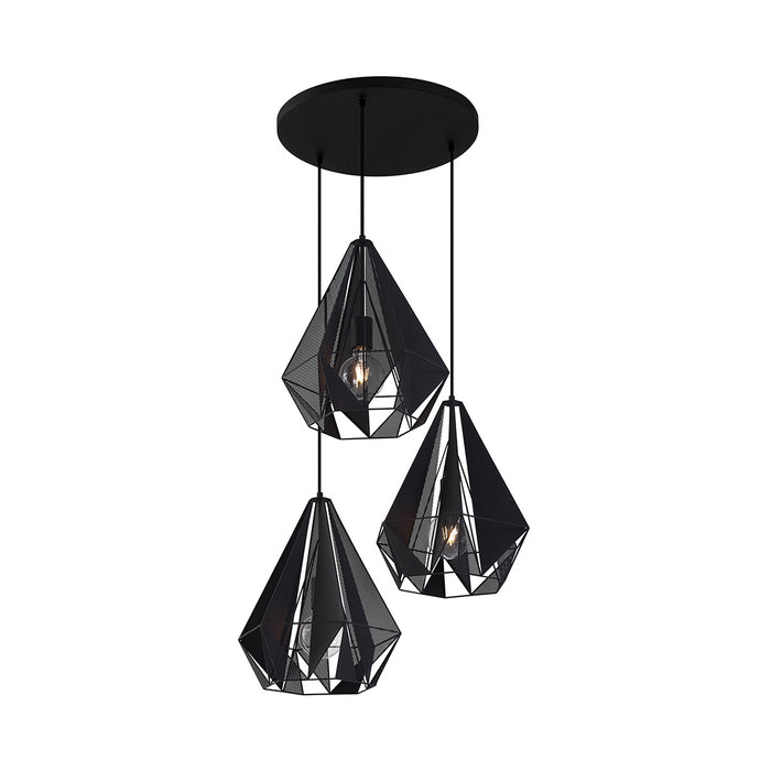 QAZQA Industriële hanglamp zwart met mesh 3-lichts - Carcass