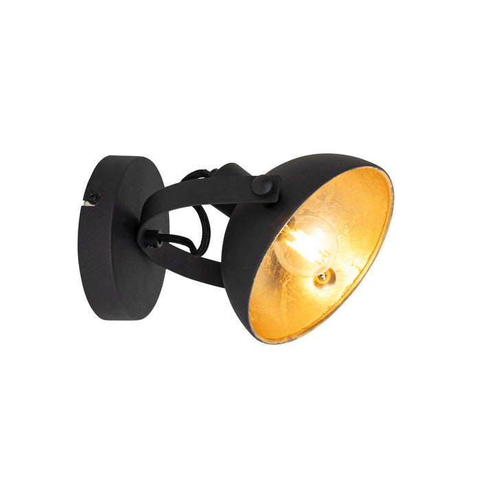 QAZQA Industriële plafondlamp zwart met goud 15 cm verstelbaar -