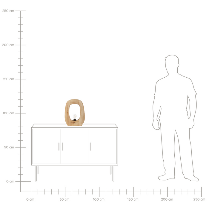 Beliani - AJAY - Tafellamp - Lichtbruin - Mangohout