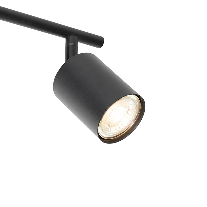 QAZQA Industriële spot zwart met hout kantelbaar 3-lichts - Jeana