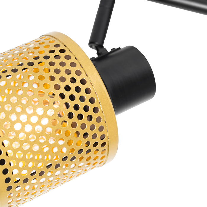 QAZQA Industriële spot zwart met goud 2-lichts - Kayden