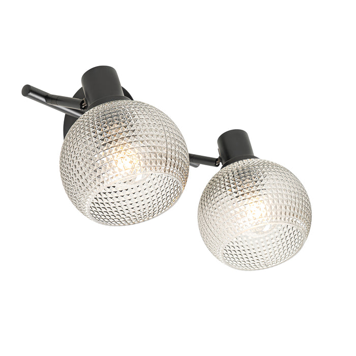 QAZQA Design spot zwart met smoke glas 2-lichts - Chico