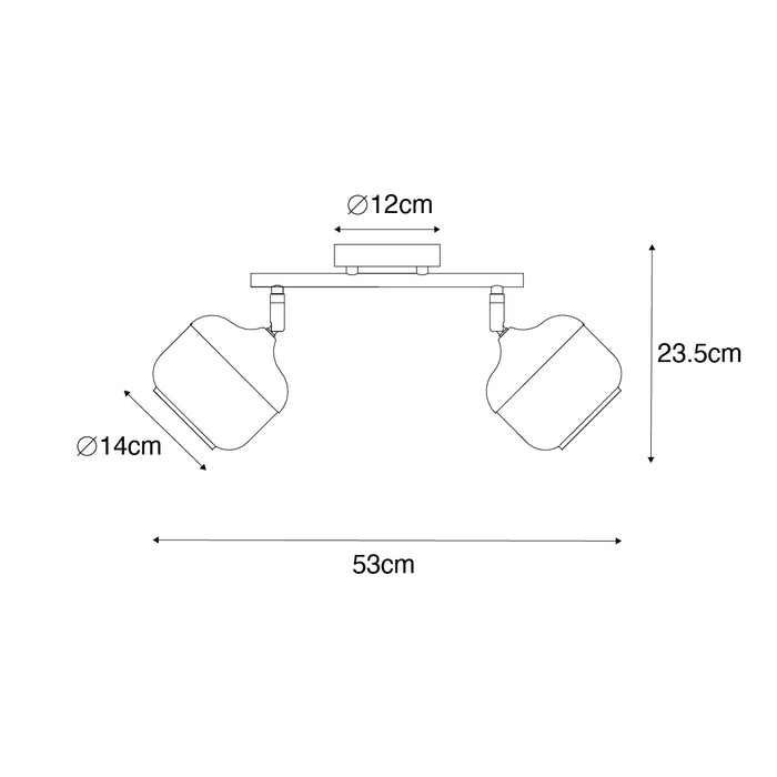 QAZQA Design spot zwart met goud en smoke glas 2-lichts - Kyan