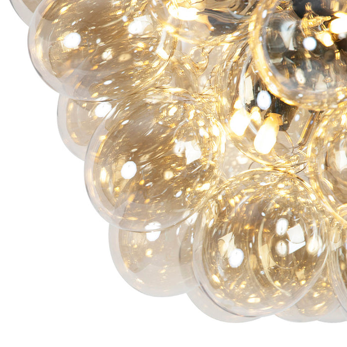 QAZQA Smart hanglamp zwart met Amber glas incl. 8 Wifi g9 - Uvas