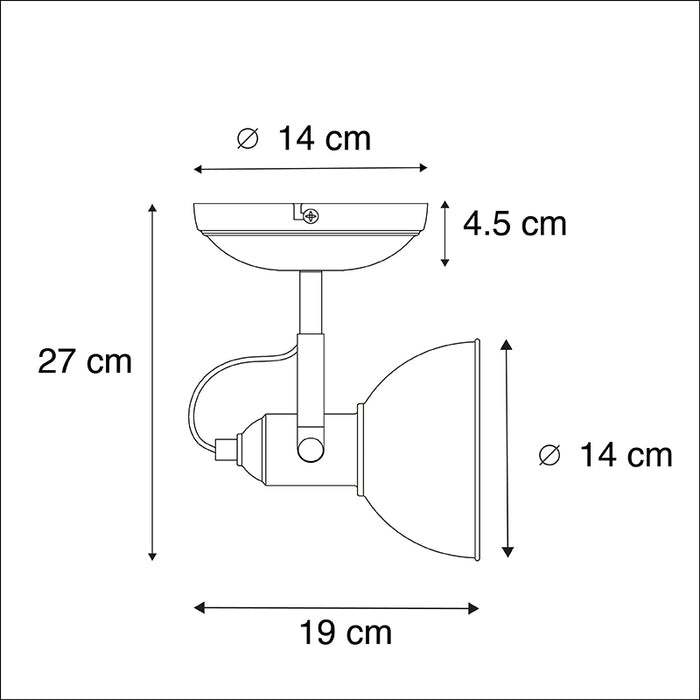 QAZQA Industriële ronde spot goud 1-lichts - Tommy