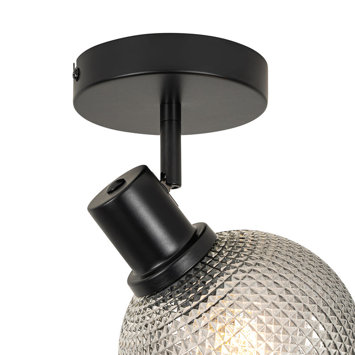 QAZQA Design spot zwart met smoke glas - Chico