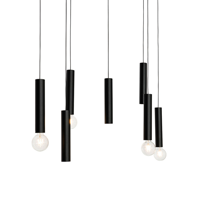 QAZQA Design hanglamp zwart ovaal 7-lichts - Tuba