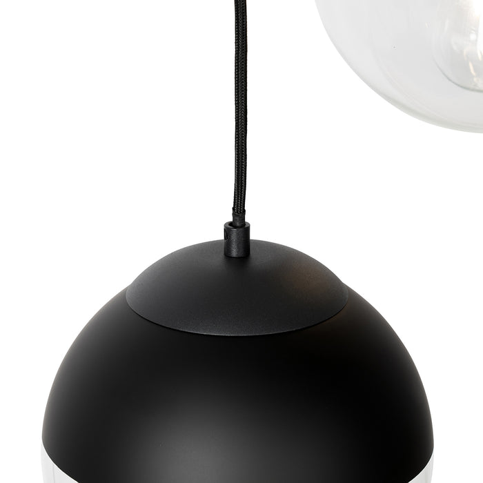 QAZQA Retro hanglamp zwart met helder glas  7-lichts - Eclipse