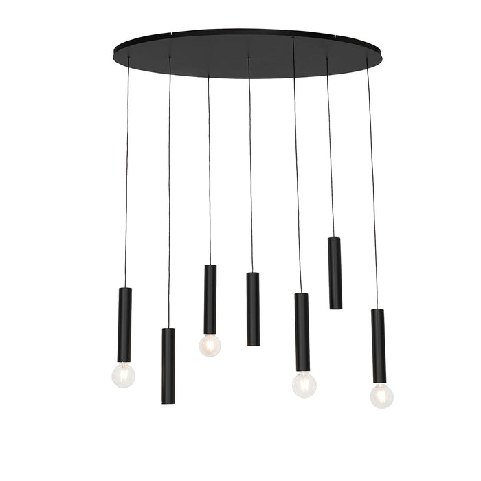 QAZQA Design hanglamp zwart ovaal 7-lichts - Tuba