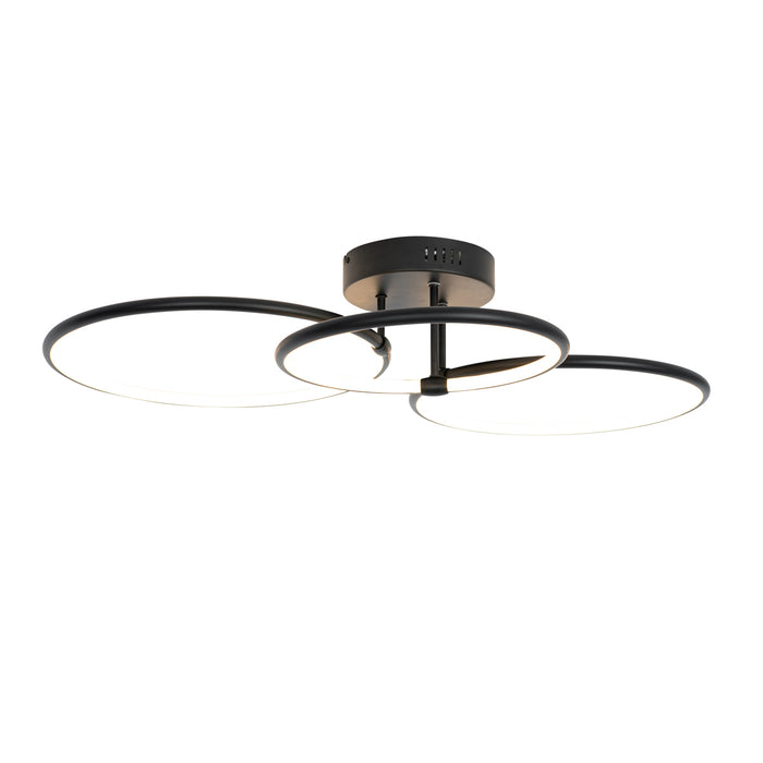QAZQA Design plafondlamp zwart incl. LED 3-staps dimbaar 3-lichts -