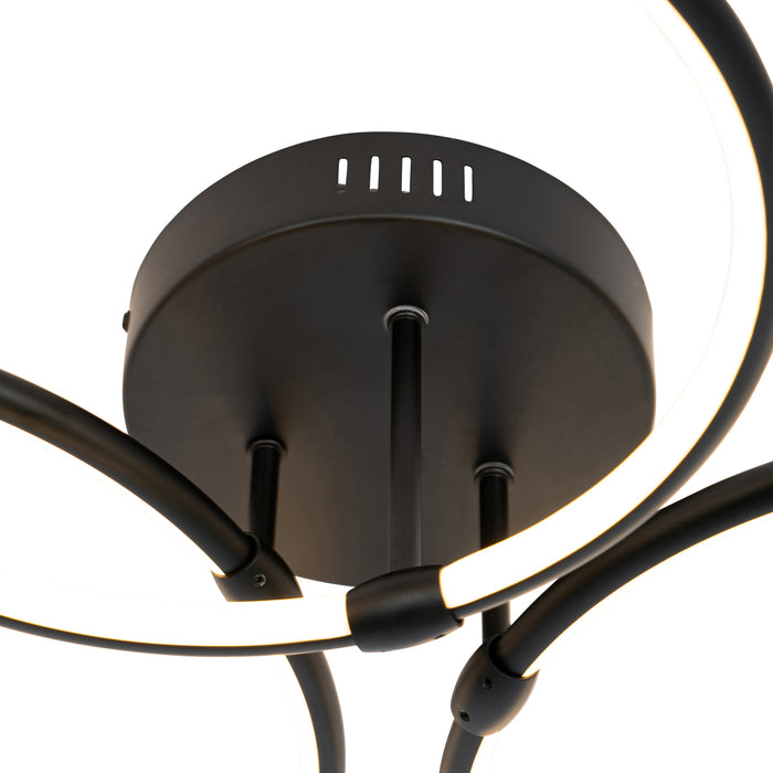 QAZQA Design plafondlamp zwart incl. LED 3-staps dimbaar 3-lichts -