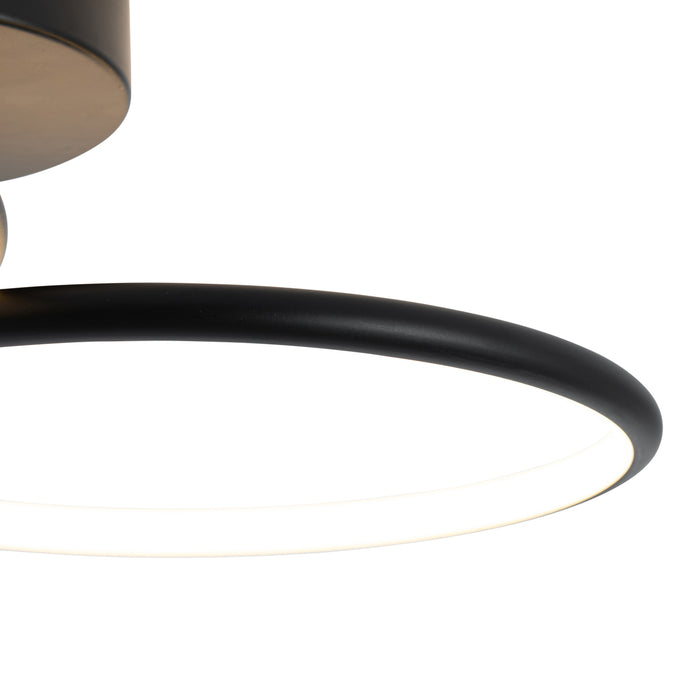 QAZQA Design plafondlamp zwart incl. LED 3-staps dimbaar 2-lichts -