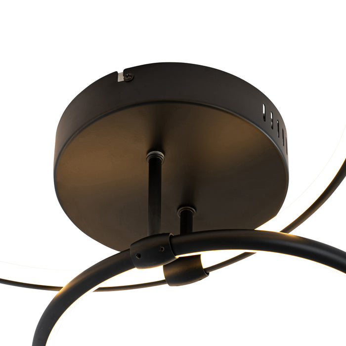 QAZQA Design plafondlamp zwart incl. LED 3-staps dimbaar 2-lichts -