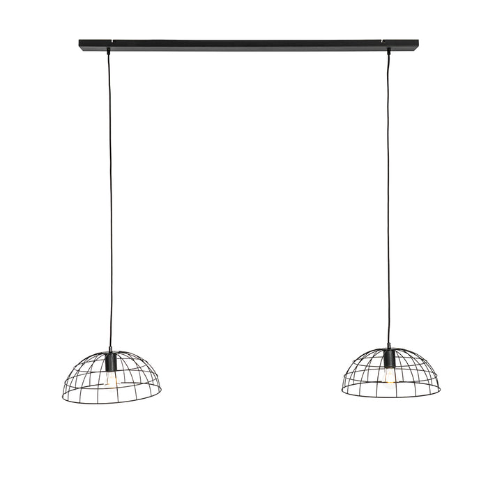 QAZQA Industriële hanglamp zwart 2-lichts - Hanze