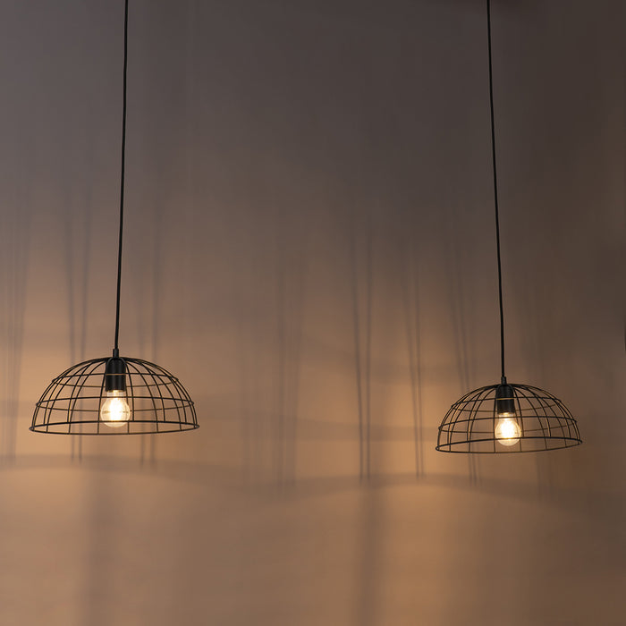 QAZQA Industriële hanglamp zwart 2-lichts - Hanze
