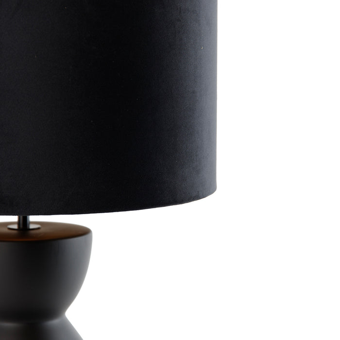 QAZQA Design tafellamp zwart 16 cm velours kap zwart met goud 35 cm -