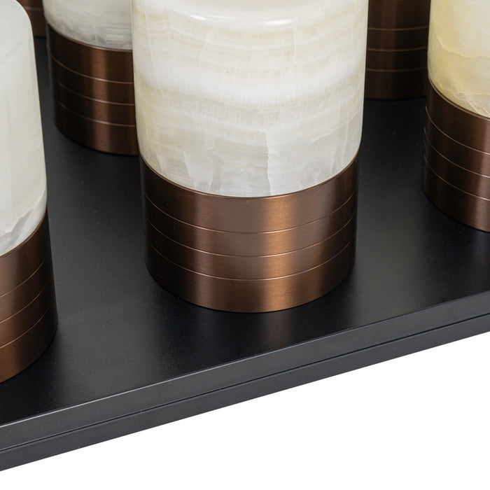 QAZQA Set van 12 tafellampen donkerbrons RGBW oplaadbaar incl.