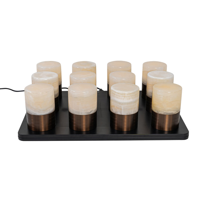 QAZQA Set van 12 tafellampen donkerbrons RGBW oplaadbaar incl.